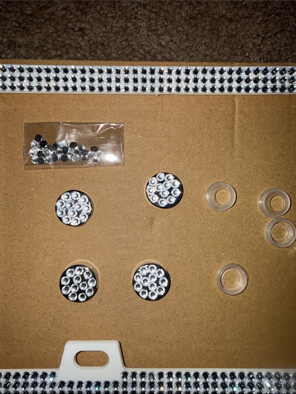 White Rhinestone License Plate Frame - Picture 6 of 7